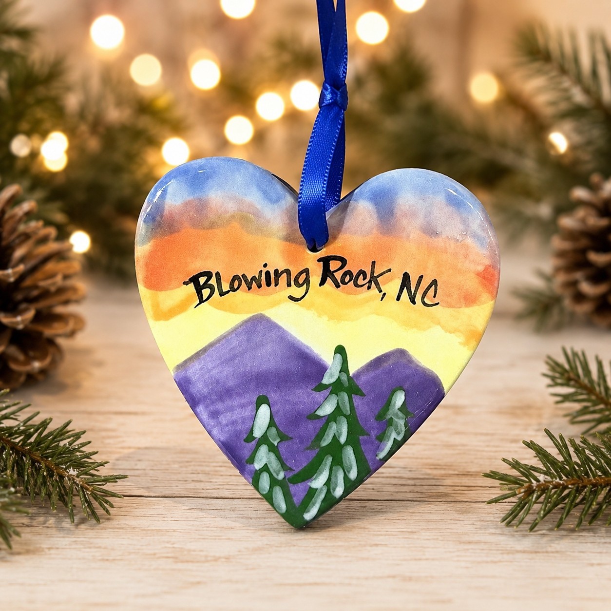Blowing Rock Sunset Heart Ornament